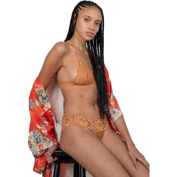 HAH X Free People SistHAH BraLittle Bra Large Brown Sugar Lace Racerback‎ NEW - Picture 1 of 8